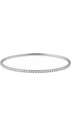 14K White Gold 1 CTW Natural Diamond Flexible Bangle Bracelet