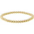 14K Yellow Gold-Filled 4 mm Elastic Bead 6 1/2" Bracelet