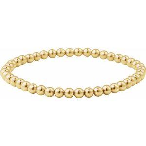 14K Yellow Gold-Filled 4 mm Elastic Bead 6 1/2" Bracelet