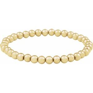 14K Yellow Gold-Filled 5 mm Elastic Bead 6 1/2" Bracelet