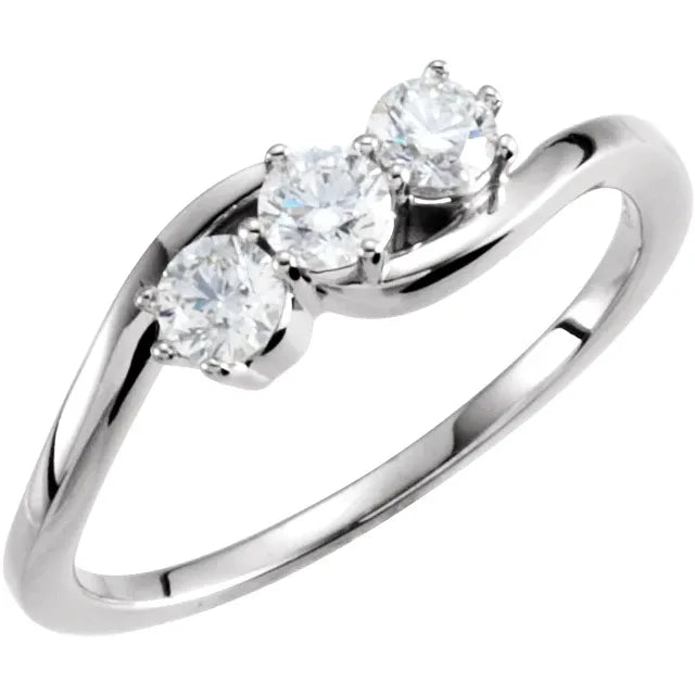 14K White 1/2 CTW Lab-Grown Diamond Three-Stone Ring