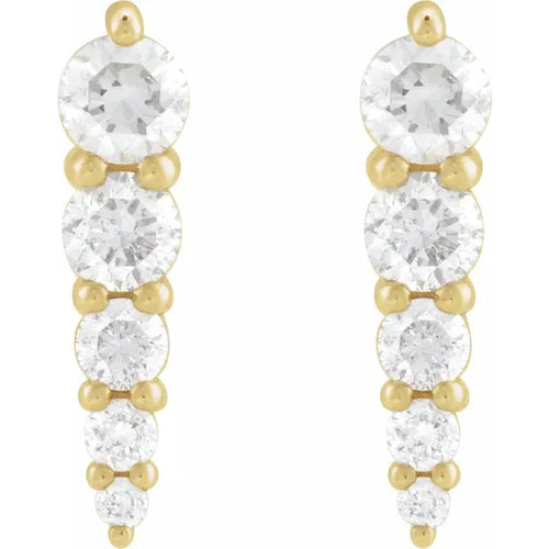 14K Yellow 1/2 CTW Natural Diamond Graduated Bar Earrings