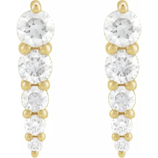 14K Yellow 1/2 CTW Natural Diamond Graduated Bar Earrings