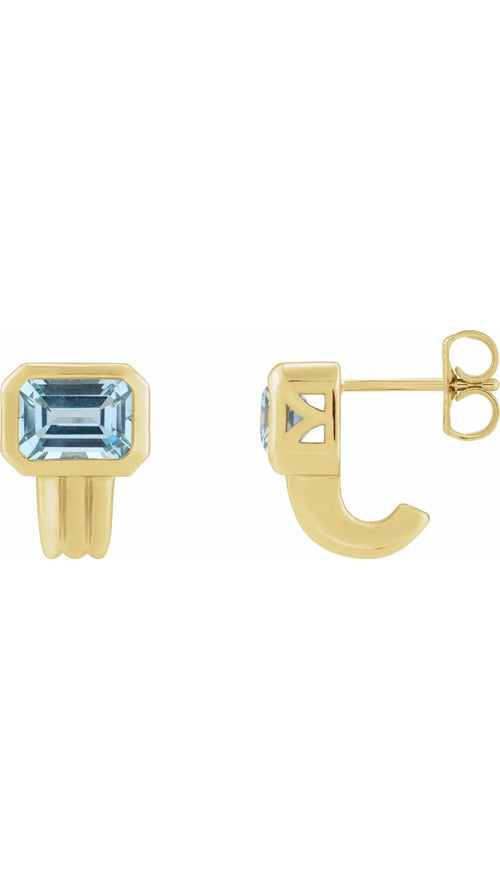 14K Yellow Natural Sky Blue Topaz Earrings