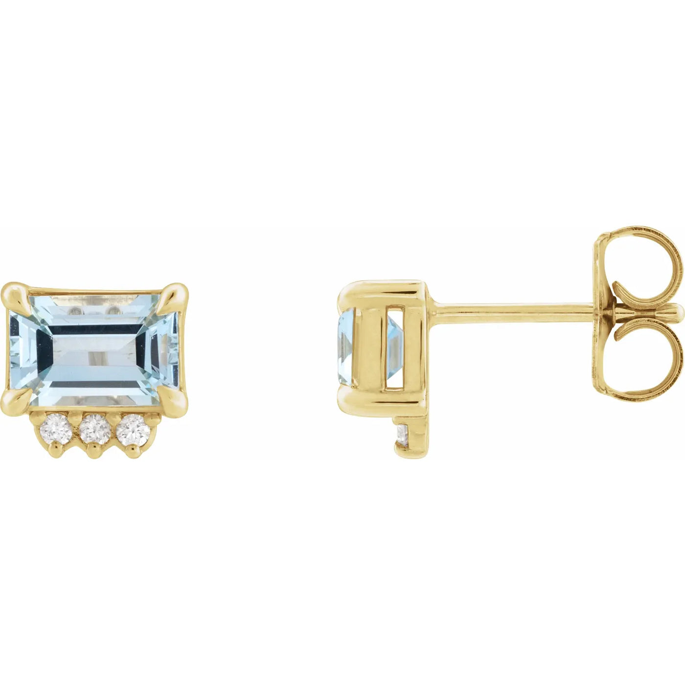 14K Yellow Natural Sky Blue Topaz & .05 CTW Natural Diamond Stud Earrings