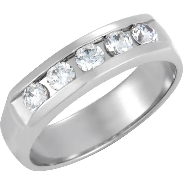 14K White 9/10 CTW Natural Diamond Band Size 11