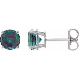 14K White 6 mm Lab-Grown Alexandrite Stud Earrings