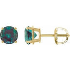 14K Yellow 8 mm Lab-Grown Alexandrite Stud Earrings