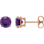 14K Rose 8 mm Natural Amethyst Stud Earrings