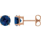 14K Rose 8 mm Lab-Grown Blue Sapphire Stud Earrings