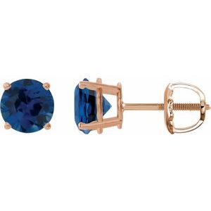 14K Rose 7 mm Lab-Grown Blue Sapphire Stud Earrings