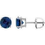 14K White 6 mm Lab-Grown Blue Sapphire Stud Earrings