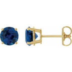 14K Yellow 8 mm Lab-Grown Blue Sapphire Stud Earrings