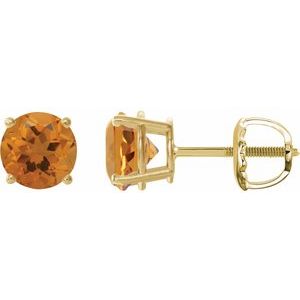 14K Yellow 7 mm Natural Citrine Stud Earrings