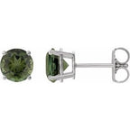 Sterling Silver 6 mm Natural Green Tourmaline Stud Earrings