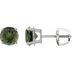 Platinum 6 mm Natural Green Tourmaline Stud Earrings