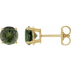 14K Yellow 6 mm Natural Green Tourmaline Stud Earrings