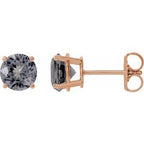 14K Rose 6 mm Natural Gray Spinel Stud Earrings
