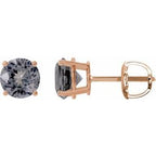 14K Rose 6 mm Natural Gray Spinel Stud Earrings