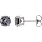 14K White 6 mm Natural Gray Spinel Stud Earrings