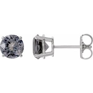 Sterling Silver 6 mm Natural Gray Spinel Stud Earrings