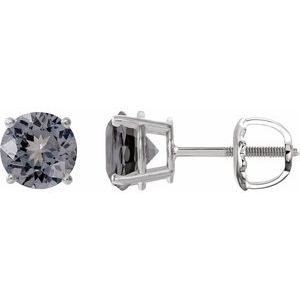14K White 6 mm Natural Gray Spinel Stud Earrings