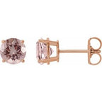 14K Rose 7 mm Natural Pink Morganite Stud Earrings