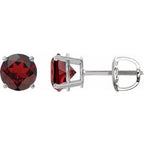 Platinum 8 mm Natural Mozambique Garnet Stud Earrings