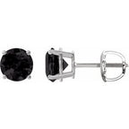 14K White 7 mm Natural Black Onyx Stud Earrings