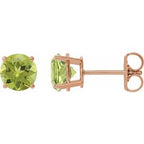 14K Rose 7 mm Natural Peridot Stud Earrings