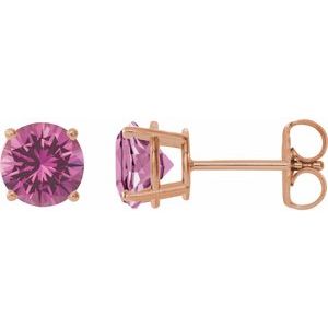 14K Rose 7 mm Lab-Grown Pink Sapphire Stud Earrings