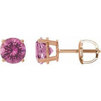 14K Rose 7 mm Lab-Grown Pink Sapphire Stud Earrings