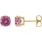 14K Yellow 8 mm Lab-Grown Pink Sapphire Stud Earrings