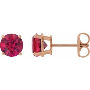14K Rose 7 mm Lab-Grown Ruby Stud Earrings