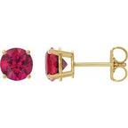 14K Yellow 8 mm Lab-Grown Ruby Stud Earrings