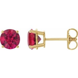 14K Yellow 8 mm Lab-Grown Ruby Stud Earrings