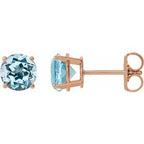 14K Rose 8 mm Natural Sky Blue Topaz Stud Earrings