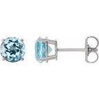 14K White 7 mm Natural Sky Blue Topaz Stud Earrings