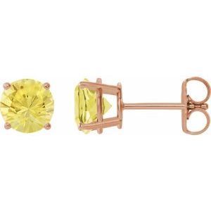 14K Rose 7 mm Lab-Grown Yellow Sapphire Stud Earrings