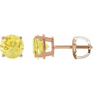 14K Rose 7 mm Lab-Grown Yellow Sapphire Stud Earrings