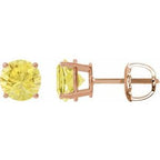 14K Rose 8 mm Lab-Grown Yellow Sapphire Stud Earrings