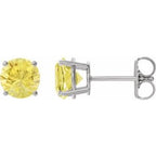 Sterling Silver 8 mm Lab-Grown Yellow Sapphire Stud Earrings