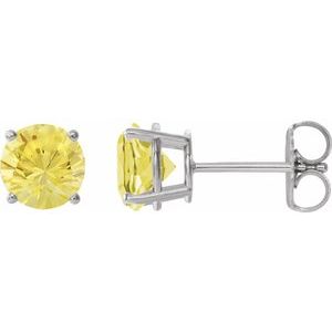Platinum 7 mm Lab-Grown Yellow Sapphire Stud Earrings