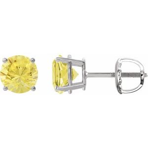 14K White 7 mm Lab-Grown Yellow Sapphire Stud Earrings