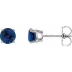 14K White 5 mm Natural Blue Sapphire Stud Earrings