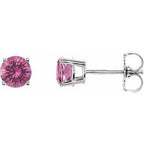 14K White 5 mm Natural Pink Tourmaline Stud Earrings
