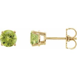 14K Yellow 5 mm Natural Peridot Stud Earrings
