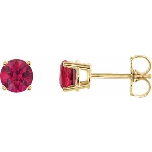 14K Yellow 5 mm Natural Ruby Stud Earrings