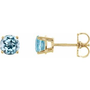 14K Yellow 5 mm Natural Sky Blue Topaz Stud Earrings