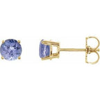 14K Yellow 5 mm Natural Tanzanite Stud Earrings